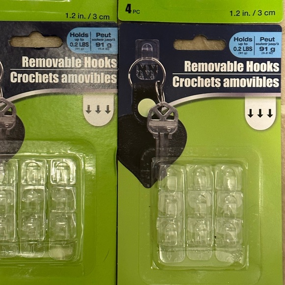 4 Pack Variety Clear Adhesive Removable Wall Hanger Hooks NWT - Picture 7 of 8